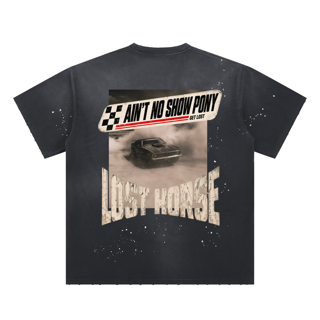 "Ain't no Show Pony" Hand-Frayed Paint Splatter Tee