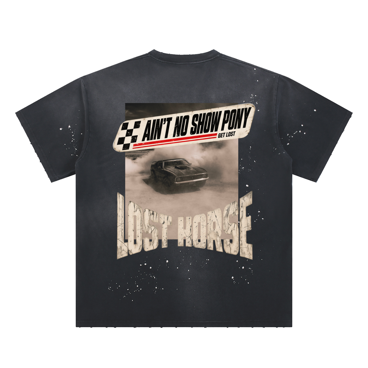 "Ain't no Show Pony" Hand-Frayed Paint Splatter Tee