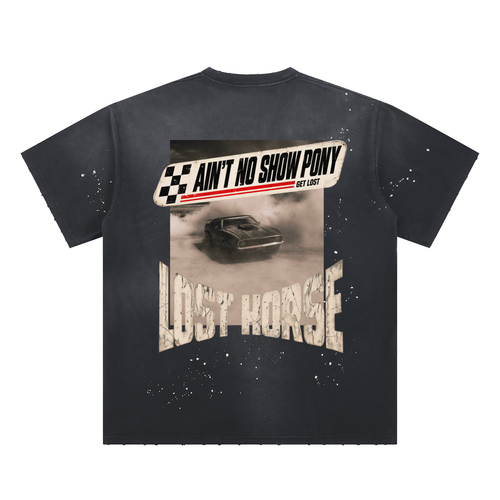 "Ain't no Show Pony" Hand-Frayed Paint Splatter Tee
