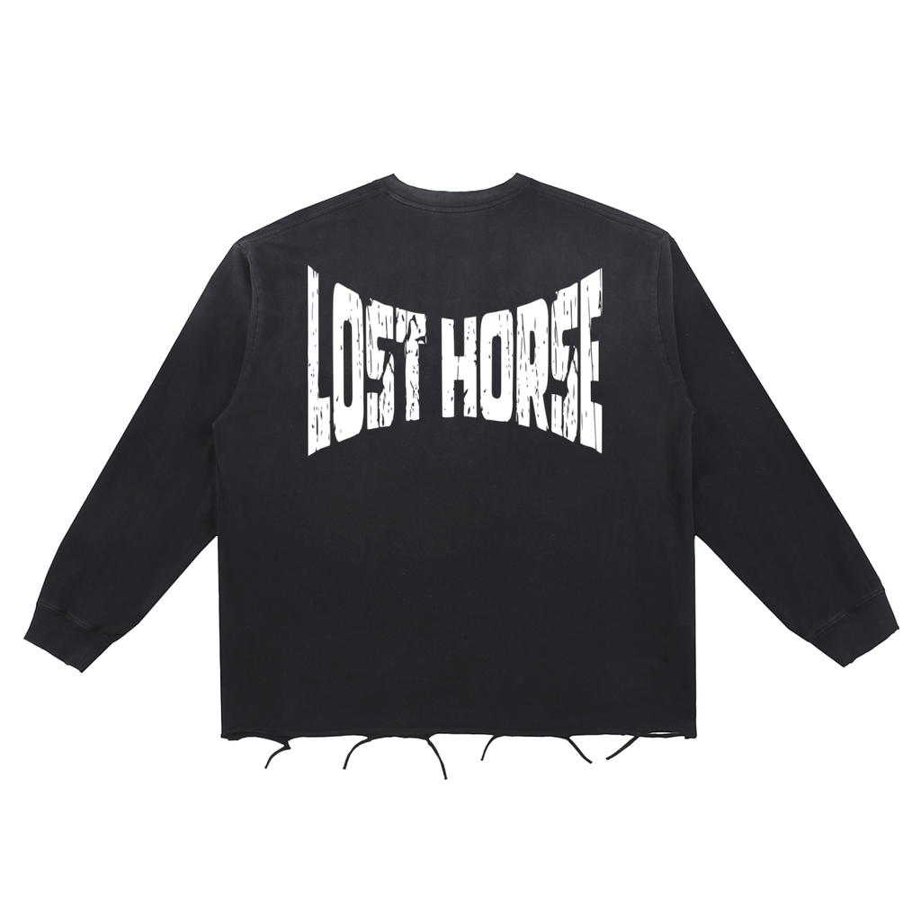 "LOST" Raw Edge Cotton T-Shirt