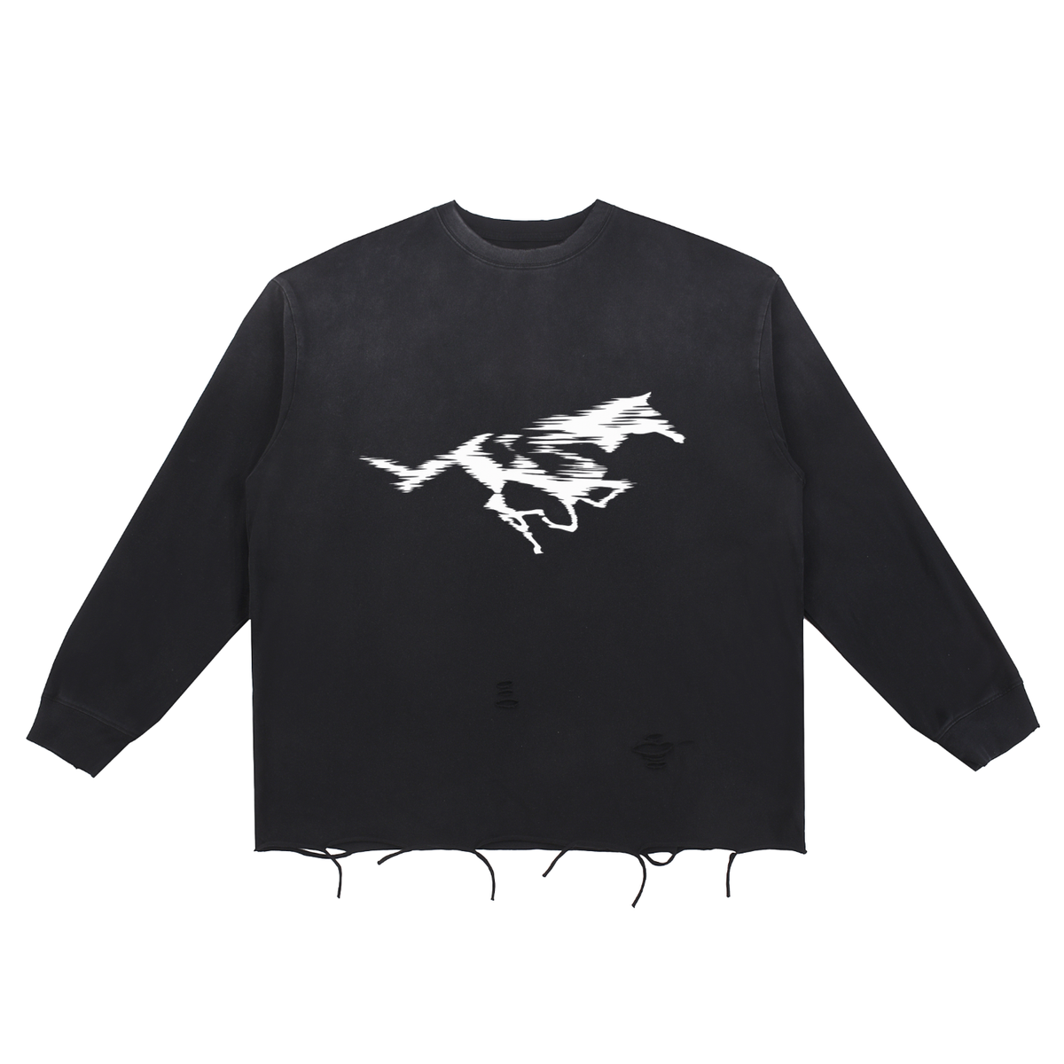 Running Horse Raw Hem Cotton Tee