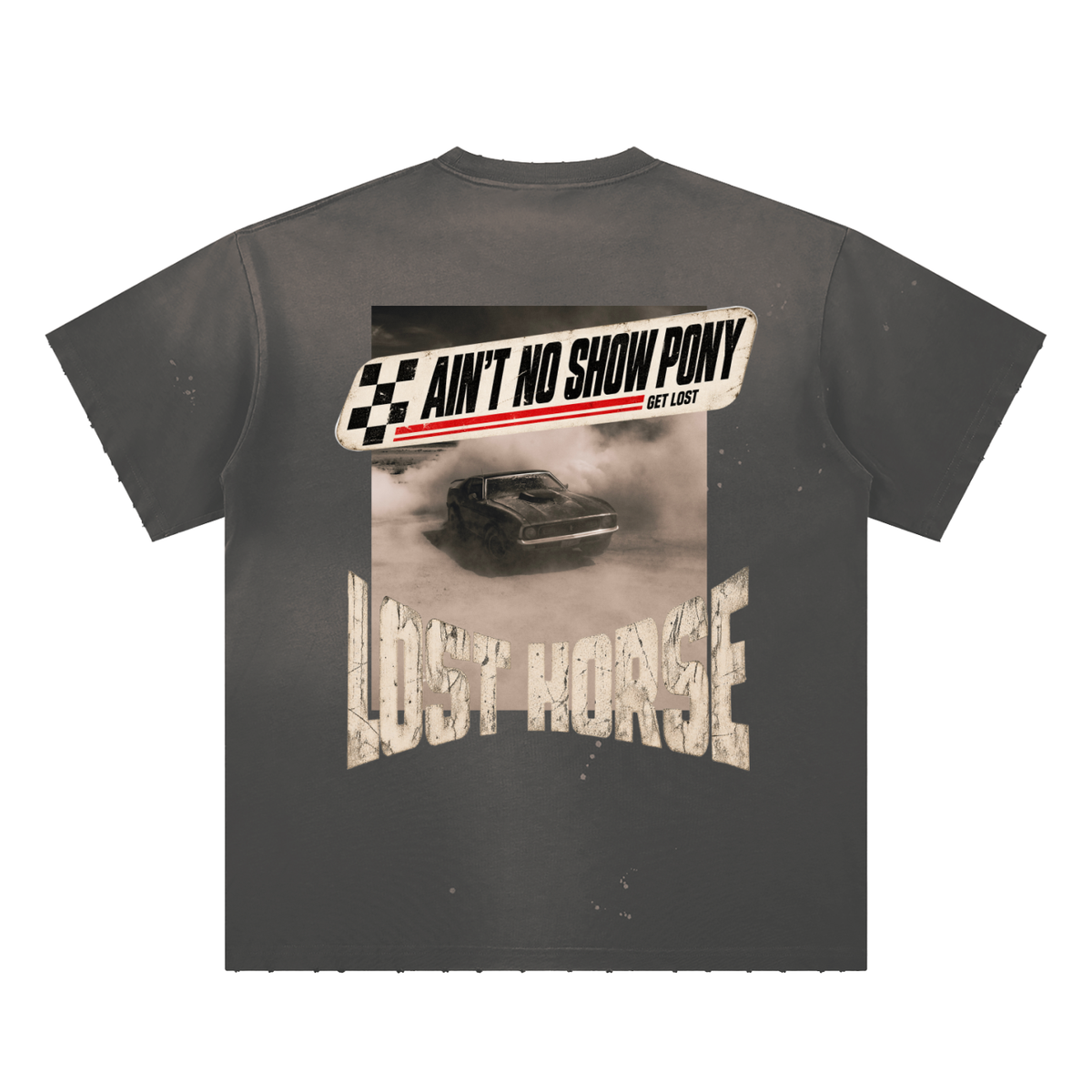 "Ain't no Show Pony" Hand-Frayed Paint Splatter Tee